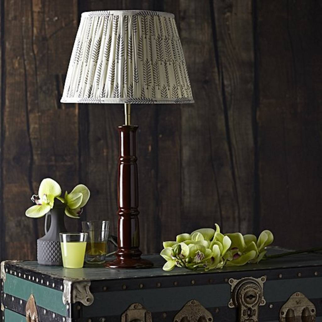 Tuscan Table Lamp In Oxblood With Shade Grey Ferns By Pooky Tuscan Table Lamp In Oxblood With Shade Grey Ferns