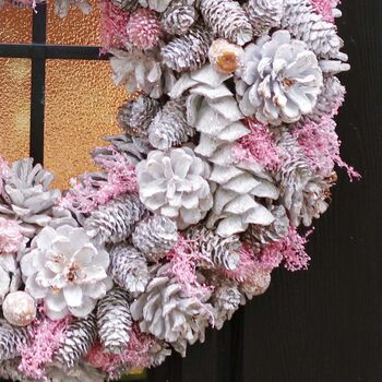 Winter Sparkle Pink Christmas Door Wreath, 4 of 7
