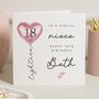 Personalised 18th Birthday Card For Niece With Heart, thumbnail 1 of 7