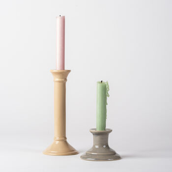 Handcrafted Ceramic Pale Grey Taper Candle Stick, 2 of 3