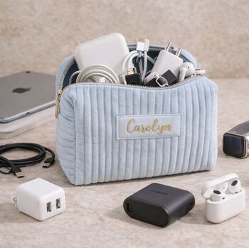 Personalised Soft Velvet Makeup Cosmetic Zip Bag, 7 of 8