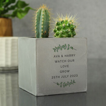 Personalised Botanical Wedding Plant Pot, 2 of 2