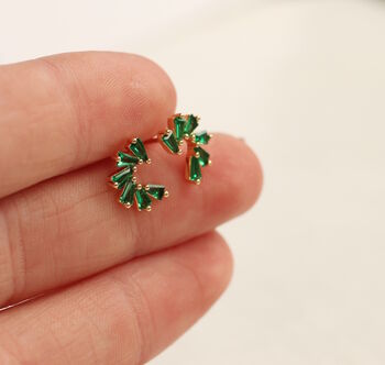 Emerald Pinwheel Stud Earrings, 2 of 6