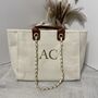 Personalised White Brown Large Chain Tote Beach Bag, thumbnail 6 of 7