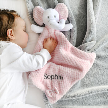 Personalised Pink Sherpa Blanket Elephant Comforter Set, 3 of 11