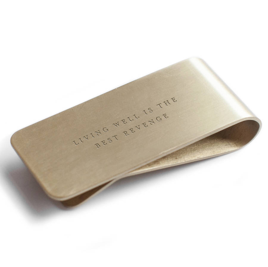 'living well' brass money clip by men's society | notonthehighstreet.com