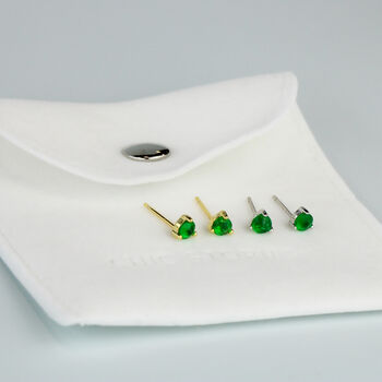 Sterling Silver Green Crystal Stud Earrings, 4 of 5