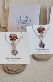 Floral Mini Round Initial Letter Charm Pendant Gift With Stand, 6 of 12