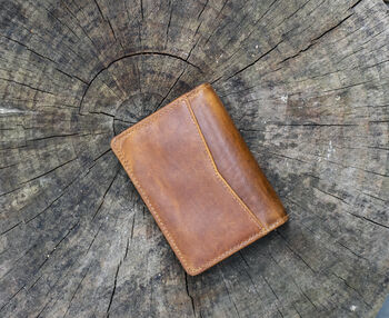 Personalised Tan Leather Card Holder – Slim Rfid Wallet, 6 of 9