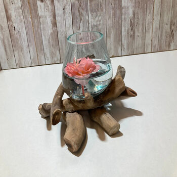 Small Molten Glass Nut Fruit Bowl On Driftwood Twig Home Decor Individual Gift, 5 of 8