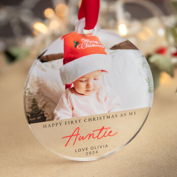 Personalised Baby's First Christmas Auntie Bauble, 3 of 6