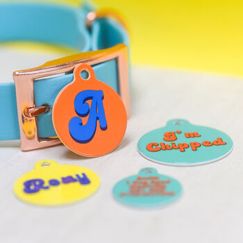 Personalised Retro Vibes Pet Name ID Tag, 8 of 12