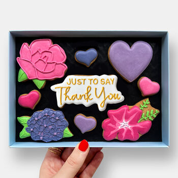 Just To Say Thank You Iced Biscuits And Macarons Hamper Gift, 2 of 6