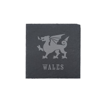 No Place Like Wales 'Wales' Square Slate Coaster | Tableware | Home Decor | Welsh Gift, 2 of 2
