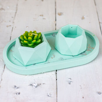 Pink Jesmonite Mini Planters And Tray, 2 of 10