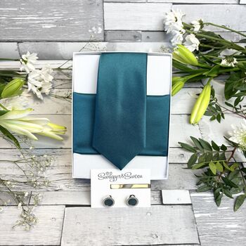 Blue Teal Wedding Tie Set, 7 of 10