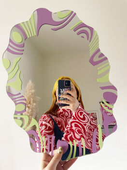 Wavy Mirror Lilac And Pastel Lime, 6 of 7