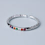 Sterling Silver Colourful Crystal Adjustable Ring, thumbnail 1 of 6