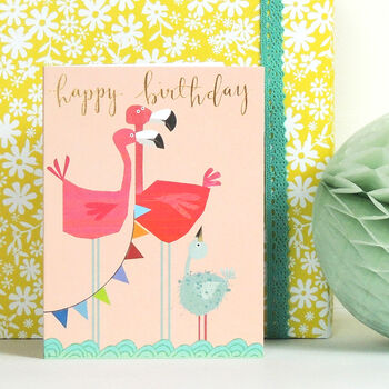Happy Birthday Flamingo Mini Card, 3 of 5