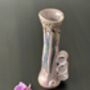 Handmade Porcelain Vase Purple Drip Glaze With Sculptural Handles, thumbnail 3 of 4