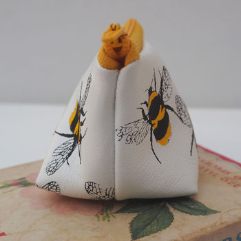 Small Leather Coin Purse With Bees, 3 of 5