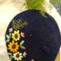 Deluxe Navy Beret Hat With Flower, thumbnail 3 of 4