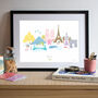 Paris Skyline Cityscape Art Print, thumbnail 1 of 3