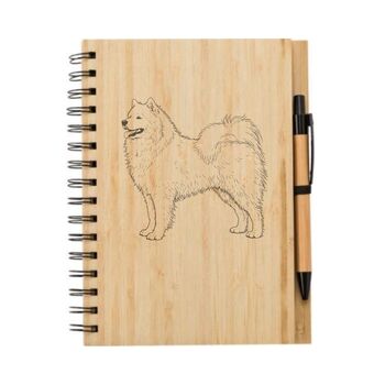Personalised Samoyed Dog Engraved Bamboo Notebook And Pen Set, 2 of 2