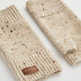 Taupe Knitted Fingerless Gloves, thumbnail 3 of 4