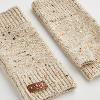 Taupe Knitted Fingerless Gloves, 3 of 4