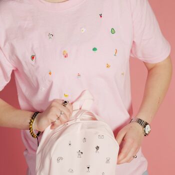 Unisex Hand Embroidered Pink Food T Shirt, 8 of 12
