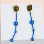 Gold And Blue Acrylic Drop Earrings, thumbnail 2 of 5