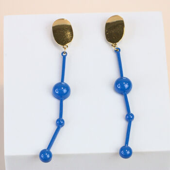 Gold And Blue Acrylic Drop Earrings, 2 of 5