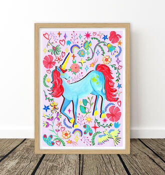 Blue And Lilac Unicorn Print, 10 of 12