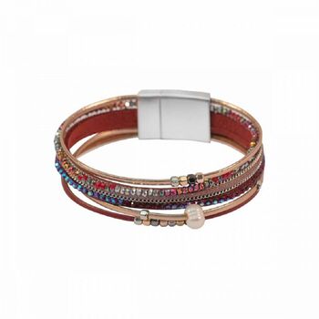 Multi Strand Faux Pearl Sparkle Magnetic Clasp Bracelet, 6 of 10