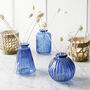 Blue Glass Bud Vases Set Of Three, thumbnail 1 of 3