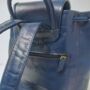 Drawstring Leather Backpack Navy Blue Sac A Do, thumbnail 4 of 6