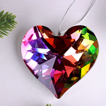 G D Ecor Large Faceted Crystal Glass Heart Hanging Decoration, 4 of 4