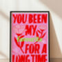 Favourite Lyric Art Print – Neon And Pink, Handwritten Typography With Flowers, thumbnail 1 of 6