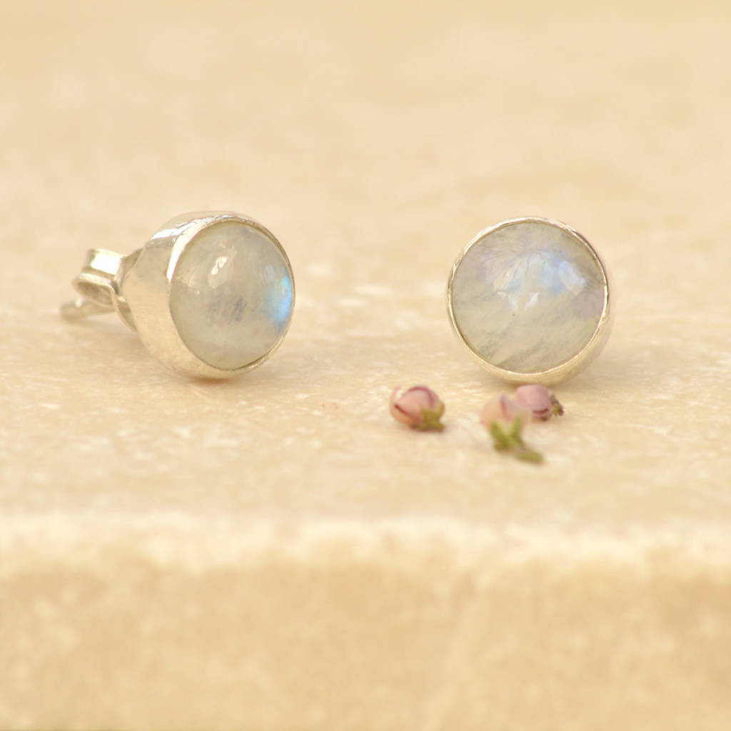 rainbow moonstone stud earrings by tigerlily jewellery ...