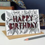 Monochrome Floral Paper Cut Birthday Card, thumbnail 4 of 9