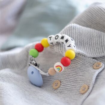 Personalised Sunshine And Rainbows Dummy Clip, 3 of 6