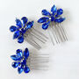 Royal Blue Crystal Hair Comb Set, thumbnail 2 of 4