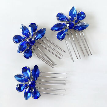 Royal Blue Crystal Hair Comb Set, 2 of 4