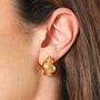 Stainless Steel Comb Shell Stud Earrings In Gold, thumbnail 2 of 4