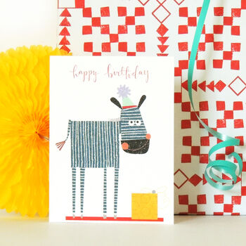 Happy Birthday Zebra Mini Card, 4 of 4