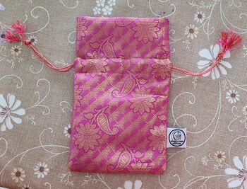 Mini Sari Gift Bag With Drawstring, Reusable Pouch, 4 of 10