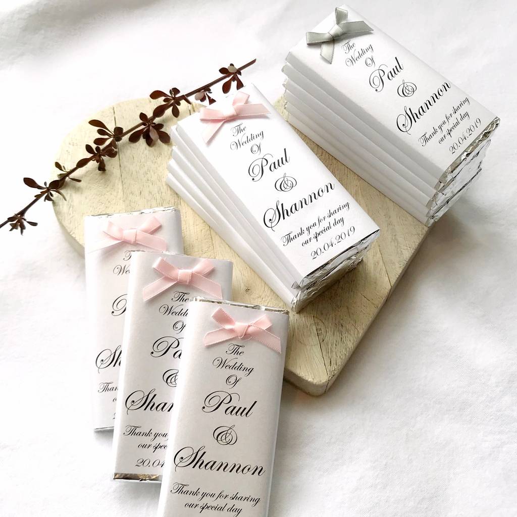 Personalised Bow Chocolate Wedding Favours By Tailored Chocolates