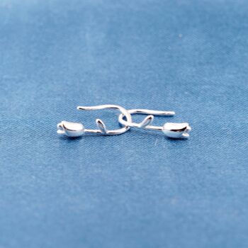 Sterling Silver 925 Tulip Hook Earrings, 4 of 6