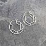Round Geometric Sterling Silver Hoop Earrings, thumbnail 3 of 7